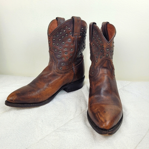 Harley Davidson western style short brown cowboy boots with studs detail 7.5 - Picture 3 of 12